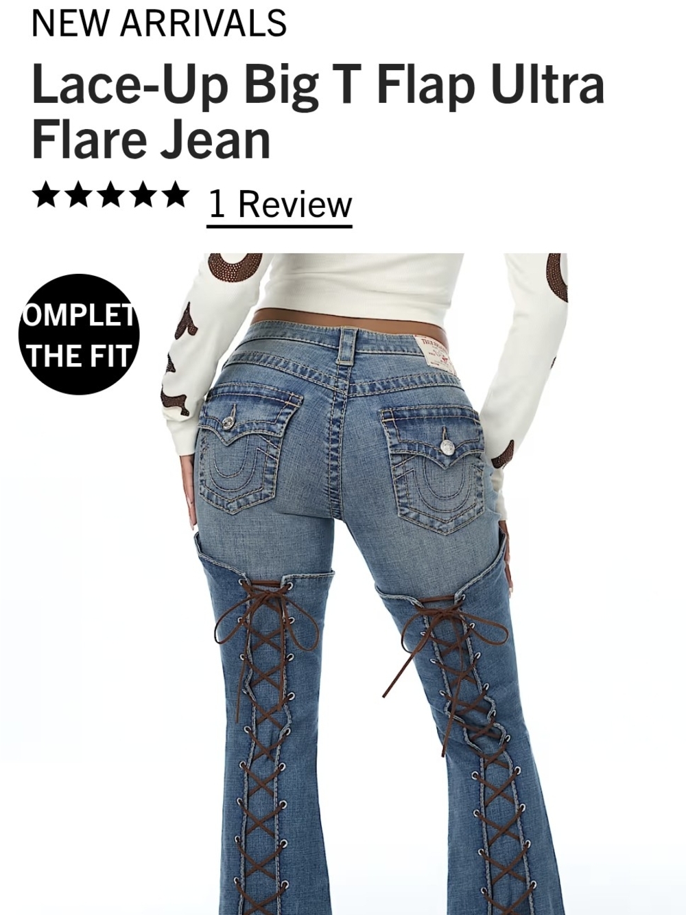 NWT True Religion Blue Lace-Up Ultra Flare Jeans!